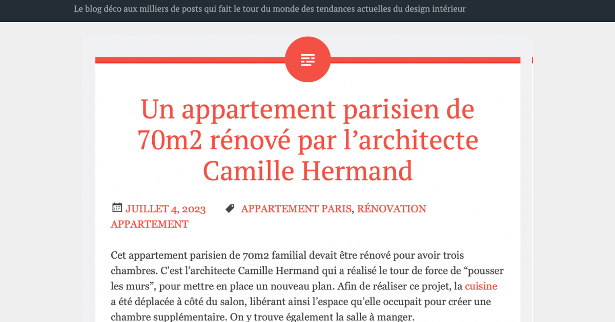 Planète déco Un appartement Parisien de m rénové par Camille Hermand Architecte d