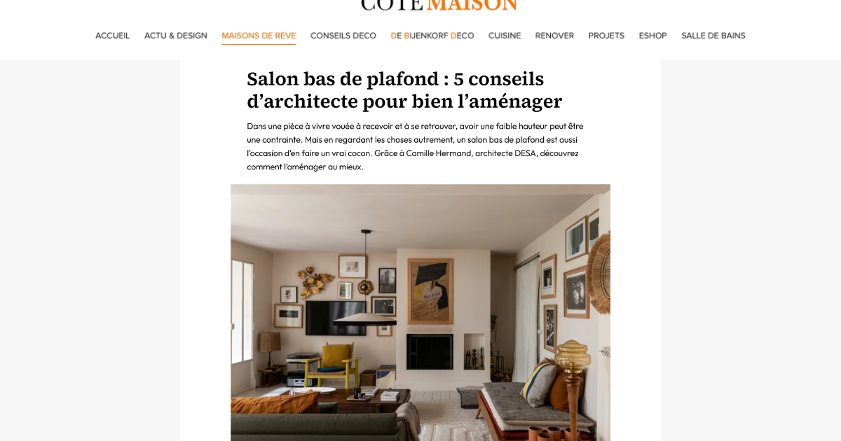 Côté Maison : Salon bas de plafond : 5 conseils d’architecte pour bien ...