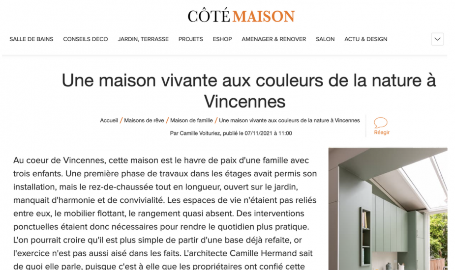 Côté Maison Web - Projet Vincennes 2