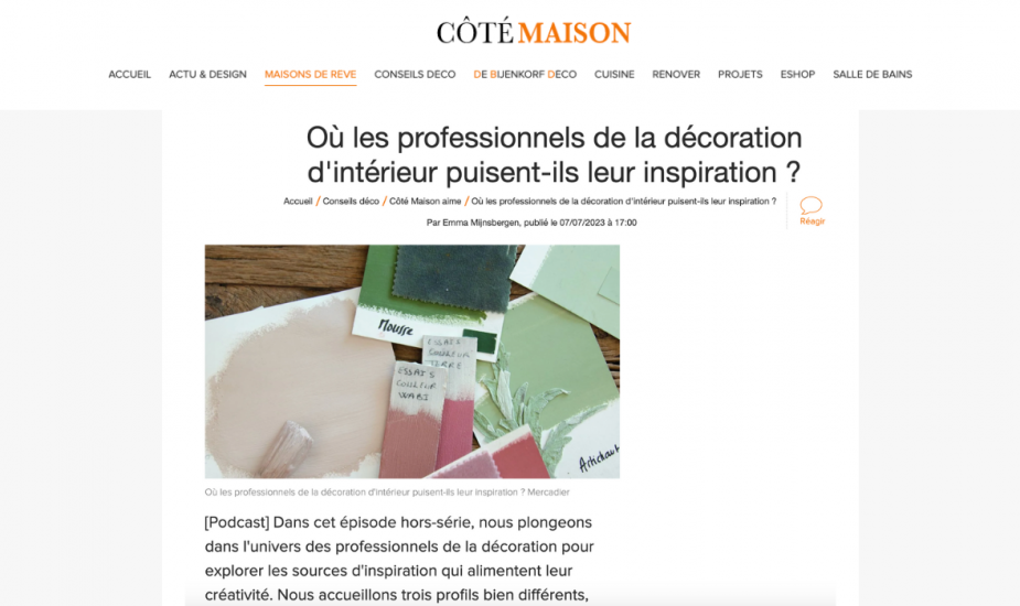 [Podcast] Côté Maison : Où les professionnels de la décoration d'intérieur puisent-ils leur inspiration ?